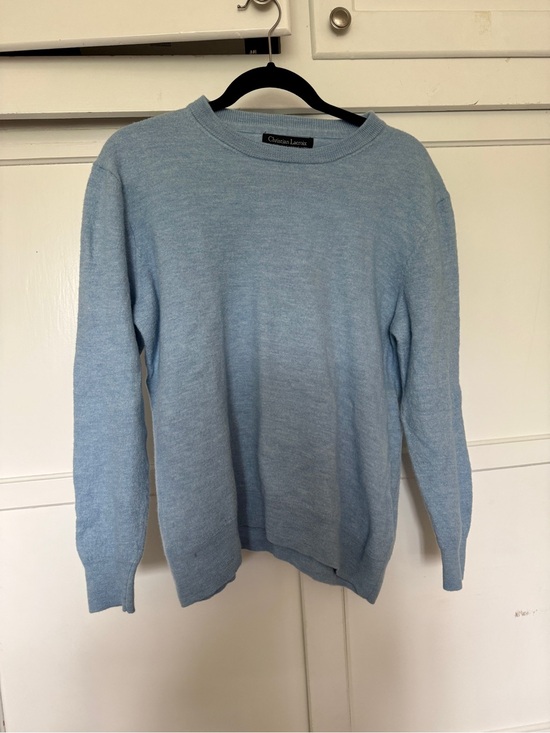 Christian Lacroix Sweaters - Christian Lacroix Light Blue Crewneck Merino Wool Sweater
